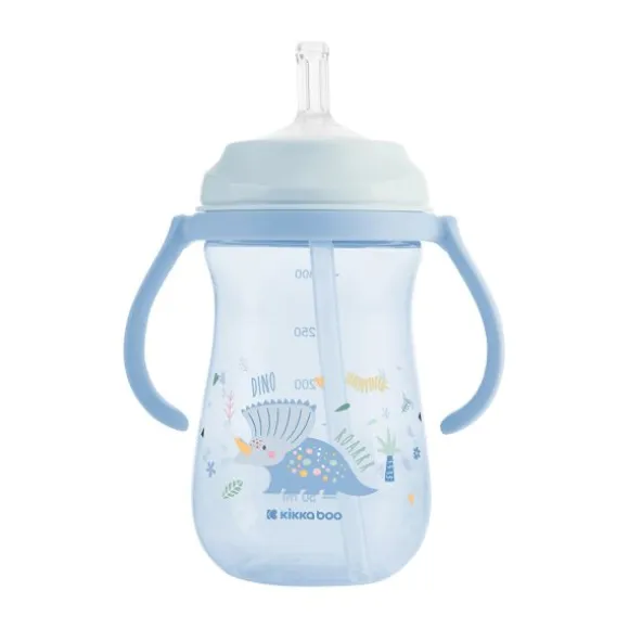 Kikkaboo Dino Wereld Beker Met Siliconen Rietje - 300ml - Blauw