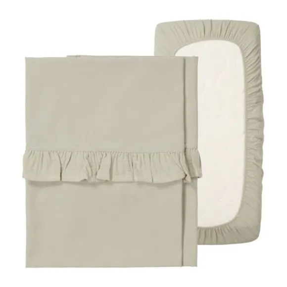Koeka Ledikantlaken En Hoeslaken Set Ruffle Faro Caffe