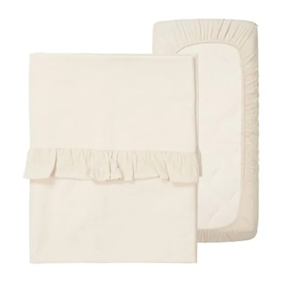 Koeka Ledikantlaken En Hoeslaken Set Ruffle Faro Caffe