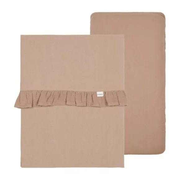 Koeka Ledikantlaken En Hoeslaken Set Ruffle Faro Caffe