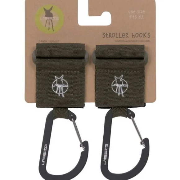 Lässig Stroller Hooks Met Karabijnhaak Olive 2-Pack