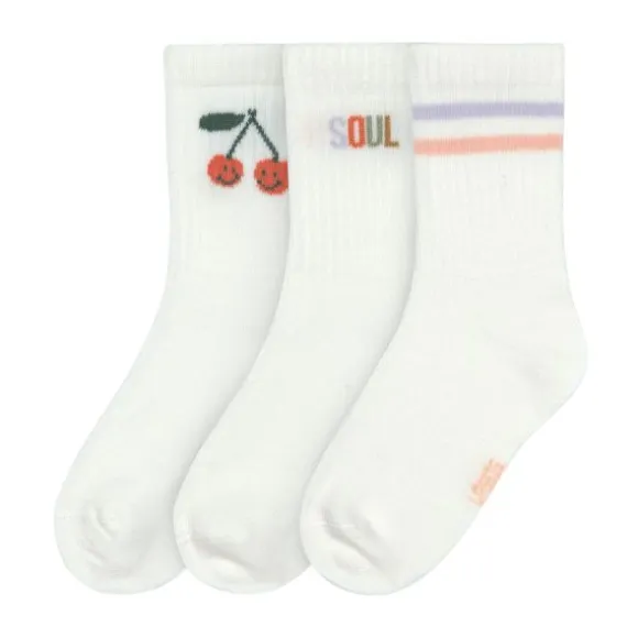 Lässig Tennis Socks GOTS - 3-pack - Cherry - Maat 19-22