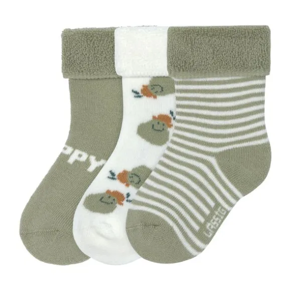 Lässig Terry Socks GOTS - 3-pack - Pear Light Khaki - Maat 15-18