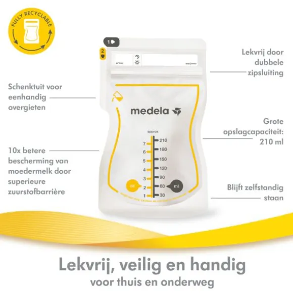 Medela Moedermelkbewaarzakjes Met Schenktuit 210ml 25st