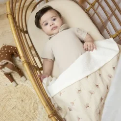 Meyco Baby Gingko Wiegdeken - 75 x 100 cm - Pre-Washed hydrofiel - Soft Sand
