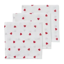 Meyco Baby Monddoekjes Hydrofiel Sweet Heart Red 30 x 30 cm 3-Pack