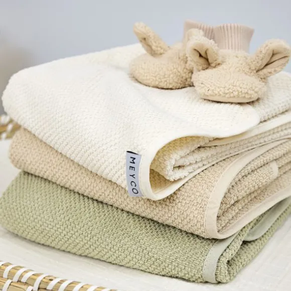Meyco Baby Popcorn Badcape - 75 x 75 cm - Soft Olive