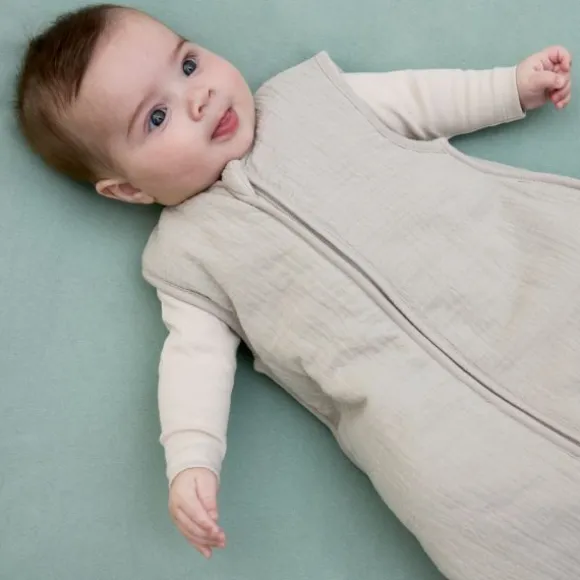 Meyco Baby Slaapzak Hydrofiel Gevoerd Uni Pre-Washed Greige 90 cm