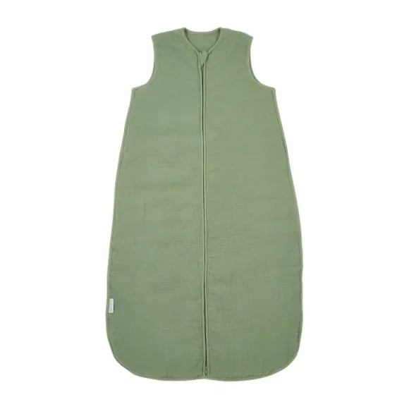 Meyco Baby Slaapzak Hydrofiel Gevoerd Uni Pre-Washed Olive Green 70 cm