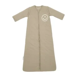 Meyco Baby Slaapzak Met Afritsbare Mouwen Slub Met Smile Applicatie Taupe / Offwhite 90 cm
