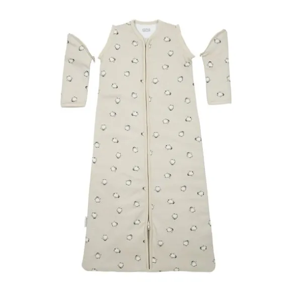 Meyco Baby Slaapzak Met Afritsbare Mouwen Penguin Soft Sand 70 cm