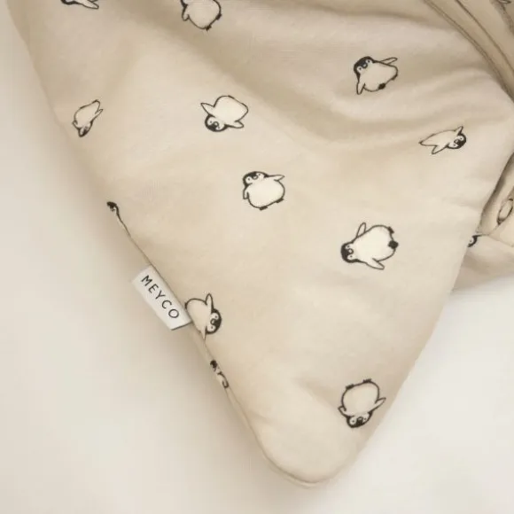 Meyco Baby Slaapzak Met Afritsbare Mouwen Penguin Soft Sand 70 cm