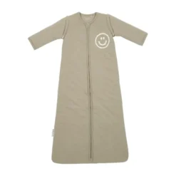 Meyco Baby Slaapzak Met Afritsbare Mouwen Slub Met Smile Applicatie Taupe / Offwhite 70 cm