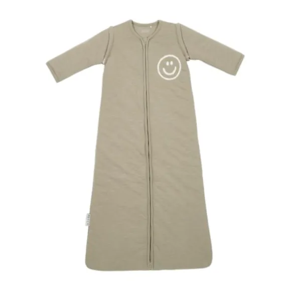 Meyco Baby Slaapzak Met Afritsbare Mouwen Slub Met Smile Applicatie Taupe / Offwhite 70 cm