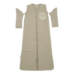 Meyco Baby Slaapzak Met Afritsbare Mouwen Slub Met Smile Applicatie Taupe / Offwhite 70 cm