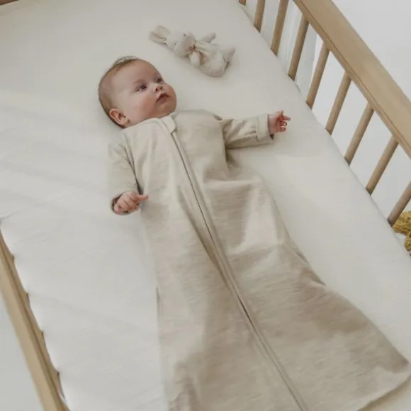 Meyco Baby Slaapzak met Vaste Mouw - Studio - Merinowol - Sand Melange - 70 cm