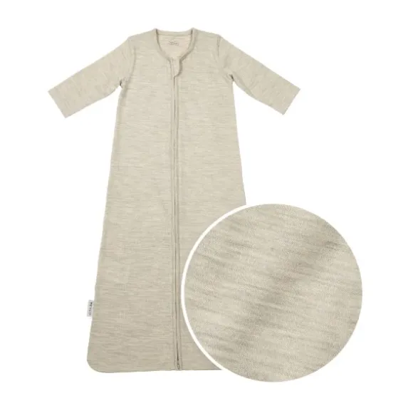 Meyco Baby Slaapzak met Vaste Mouw - Studio - Merinowol - Sand Melange - 70 cm