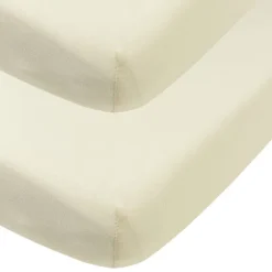 Meyco Baby Uni Hoeslaken Ledikant - 2 Stuks - 60 x 120 cm - Jersey - Nature