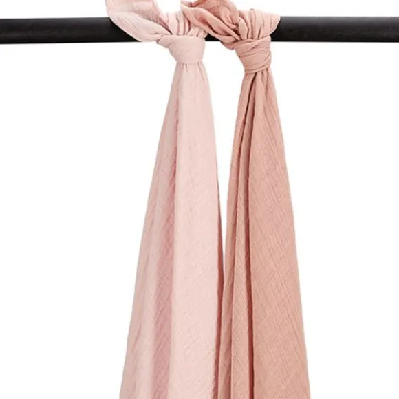 Meyco Baby Uni Swaddle - 2 Stuks - Pre-Washed Hydrofiel - 120 x 120 cm Soft Rose/Rose