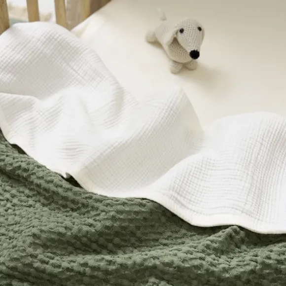 Meyco Baby Uni Wieglaken - Pre-Washed Hydrofiel - 75 x 100 cm - Soft Olive