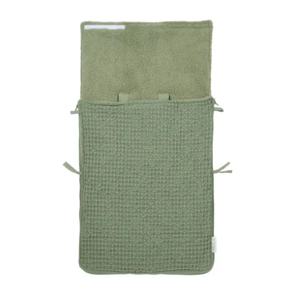 Meyco Baby Voetenzak Wafel Teddy Olive Green 40 x 82 cm