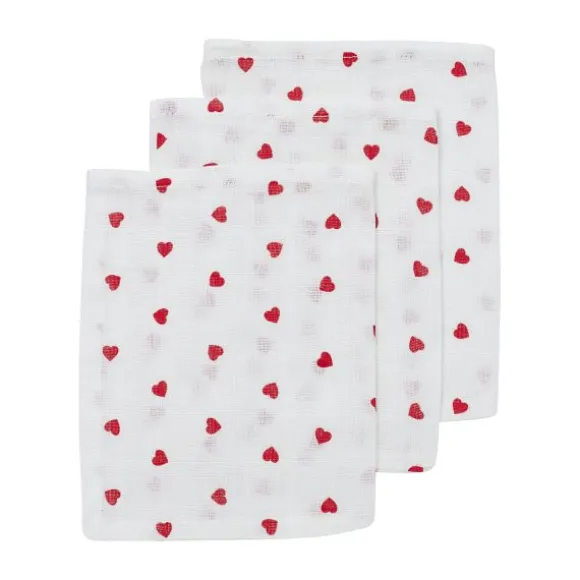Meyco Baby Washandjes Hydrofiel Sweet Heart Red 20 x 17 cm 3-Pack