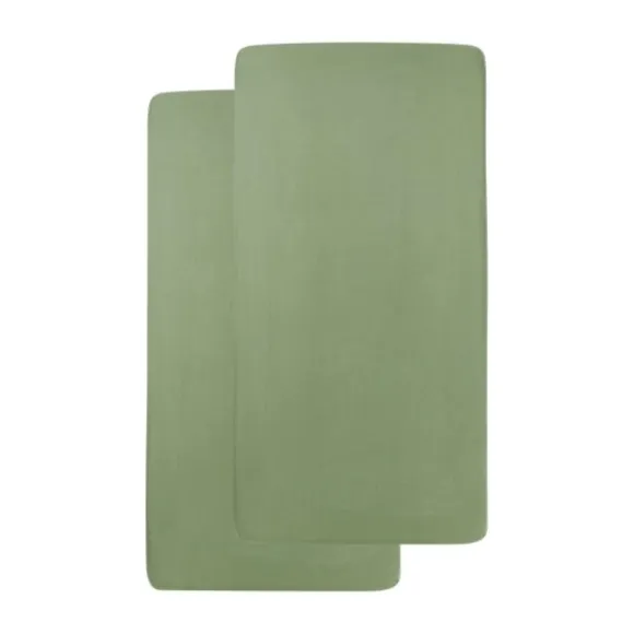 Meyco Baby Wieghoeslaken Uni Olive Green 40 x 80 / 90 cm 2-Pack