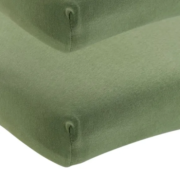 Meyco Baby Wieghoeslaken Uni Olive Green 40 x 80 / 90 cm 2-Pack