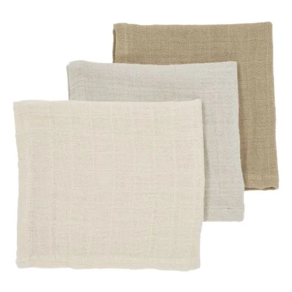 Meyco Hydrofiele Monddoekjes - 3 stuks - 30x30cm - Natural / Jeans Blue / Indigo