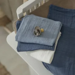 Meyco Hydrofiele Monddoekjes - 3 stuks - 30x30cm - Natural / Jeans Blue / Indigo