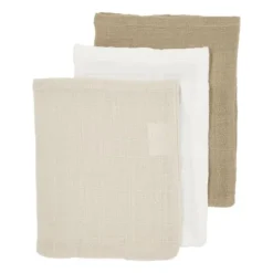 Meyco Hydrofiele Washandjes - 3 stuks - 20x17cm - Natural / Jeans Blue / Indigo