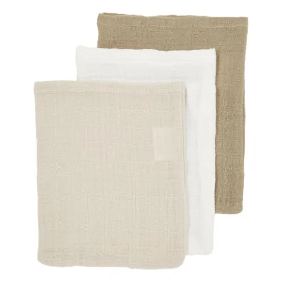 Meyco Hydrofiele Washandjes - 3 stuks - 20x17cm - Natural / Jeans Blue / Indigo