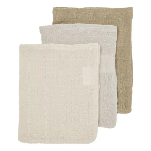 Meyco Hydrofiele Washandjes - 3 stuks - 20x17cm - Natural / Jeans Blue / Indigo