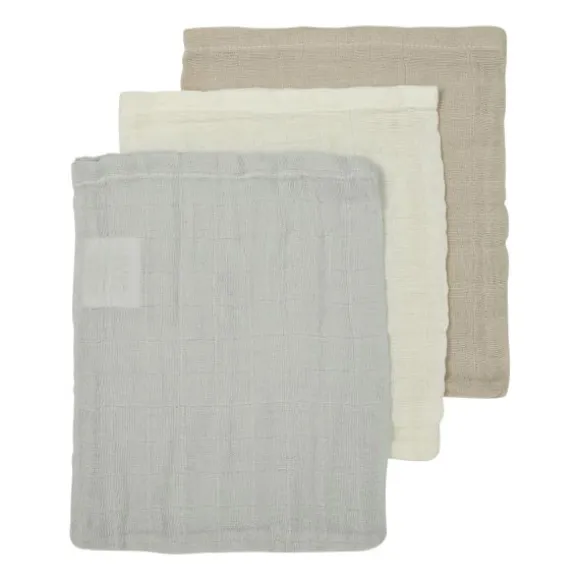 Meyco Hydrofiele Washandjes - 3 stuks - 20x17cm - Natural / Jeans Blue / Indigo