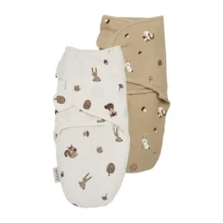 Meyco Inbakerdoek - 2 Stuks - 0-3 Maanden - Forest Animals Sand