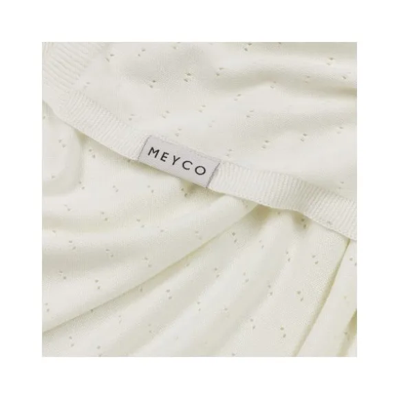 Meyco Ledikantdeken Ajour Bamboe Offwhite 100 x 150 cm