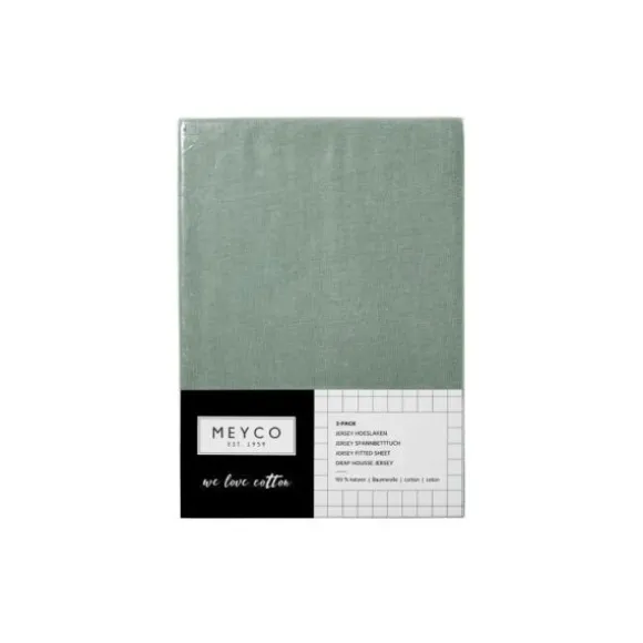 Meyco Ledikanthoeslaken Jersey Stone Green 60 x 120 cm (2-Pack)