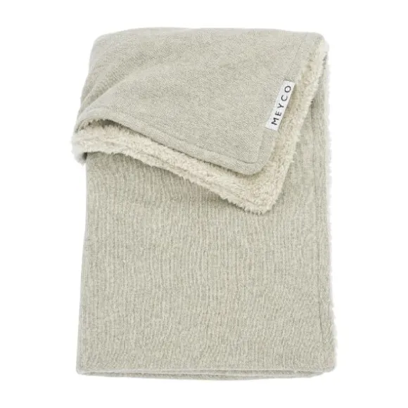 Meyco Wiegdeken Knit Basic Sand Melange Teddy 75x100cm