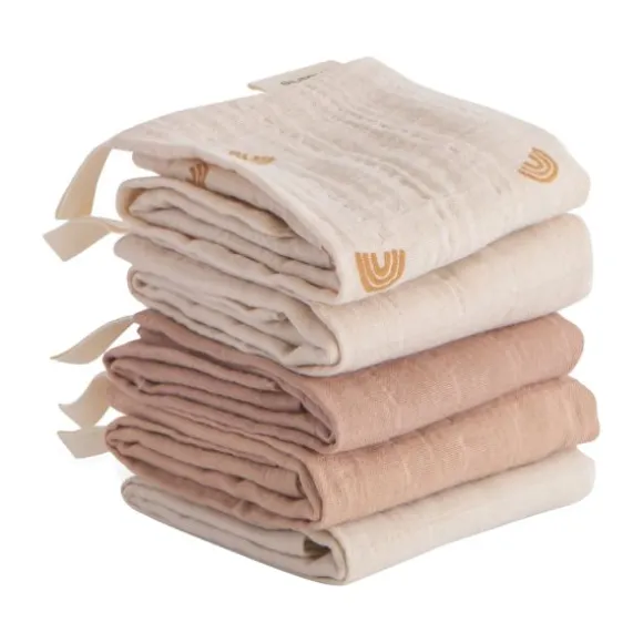 Mushie Monddoekje Muslin Cotton Rainbow Blue 5-Pack