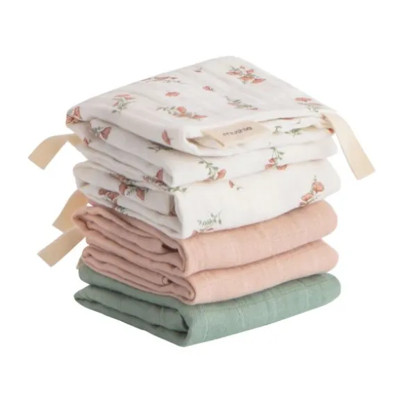 Mushie Monddoekje Muslin Cotton Pink Flowers 5-Pack