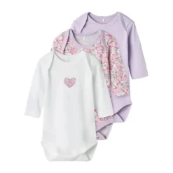 Name It Romper 3-Pack - Dolphin - Pure Cashmere - Maat 56