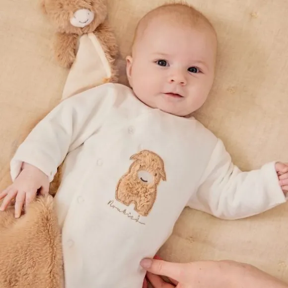 Noukie's F&O Pyjama Met Borduursel - 00 Mnd - Velours - Wit