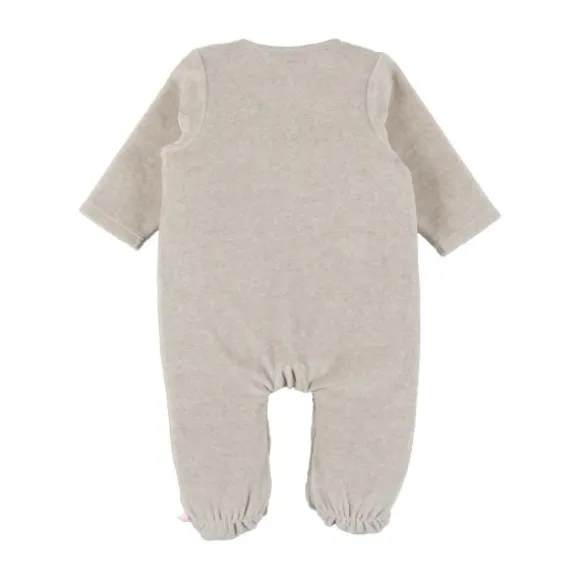 Noukie's F&O Pyjama Met Borduursel - 00 Mnd - Velours - Beige
