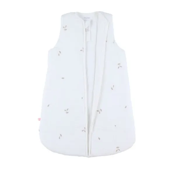Noukie's F&O Slaapzak Met Borduursel - Maat 50 cm - Gewatteerde Mousseline - Wit