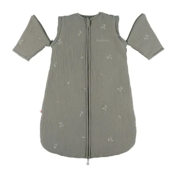 Noukie's F&O Slaapzak Met Borduursel - Maat 70 cm - Gewatteerde Mousseline - Kaki