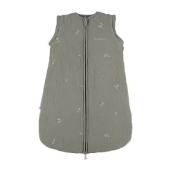 Noukie's F&O Slaapzak Met Borduursel - Maat 70 cm - Gewatteerde Mousseline - Kaki