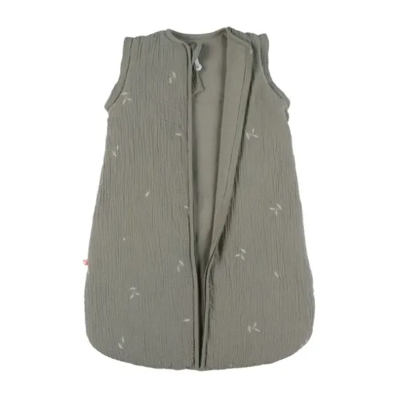 Noukie's F&O Slaapzak Met Borduursel - Maat 70 cm - Gewatteerde Mousseline - Kaki