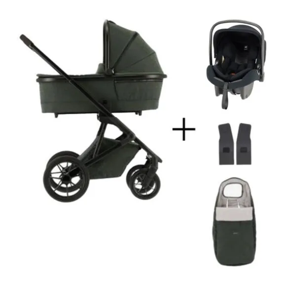 Qute Q-Rider Plus Kinderwagen - Denim Blue | Kidsriver Curve Autostoel - Black