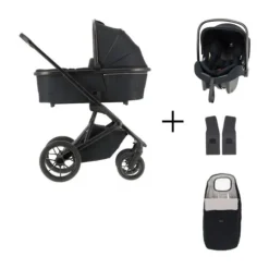 Qute Q-Rider Plus Kinderwagen - Denim Blue | Kidsriver Curve Autostoel - Black