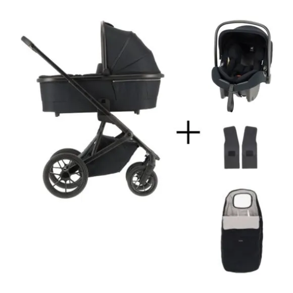 Qute Q-Rider Plus Kinderwagen - Denim Blue | Kidsriver Curve Autostoel - Black